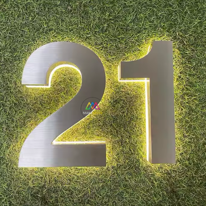 Custom Address Numbers 3D Metal Backlit Letters - Led Illuminated Metal Sign Waterproof