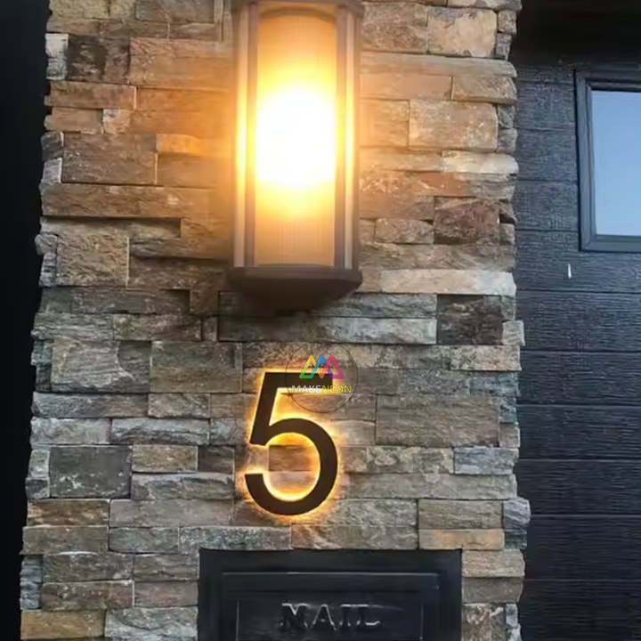 Custom Address Numbers 3D Metal Backlit Letters - Led Illuminated Metal Sign Waterproof