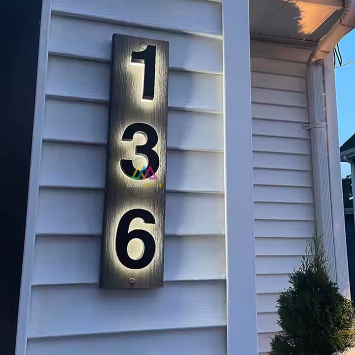 Custom Address Numbers 3D Metal Backlit Letters - Led Illuminated Metal Sign Waterproof