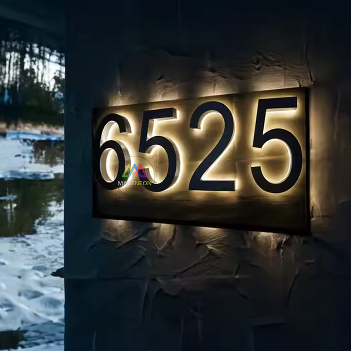 Custom Address Numbers 3D Metal Backlit Letters - Led Illuminated Metal Sign Waterproof