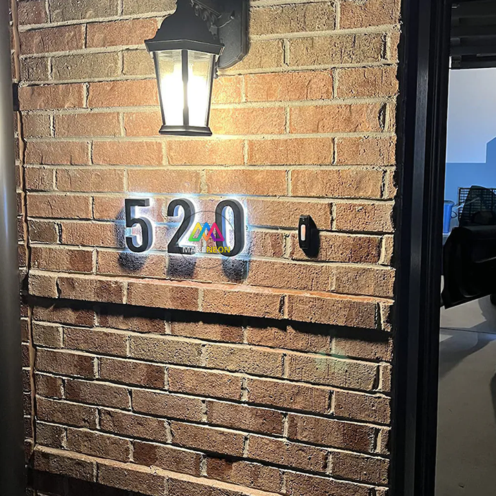 Custom Address Numbers 3D Metal Backlit Letters - Led Illuminated Metal Sign Waterproof