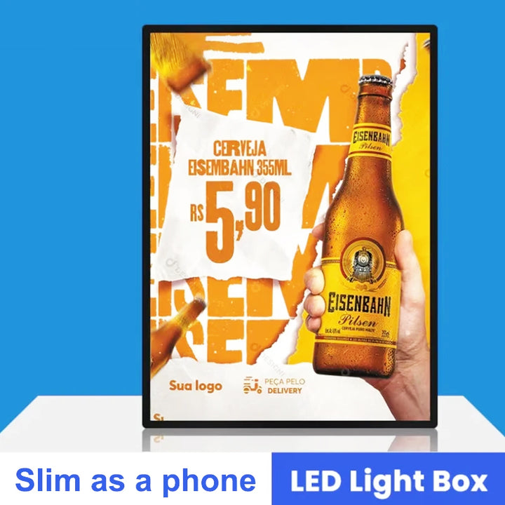 Ultrathin LED Light Box Illuminated Poster Display LED Backlit Menu Board For Bakery & Ice Cream Shops
