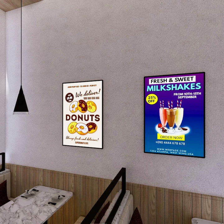 Ultrathin LED Light Box Illuminated Poster Display LED Backlit Menu Board For Bakery & Ice Cream Shops