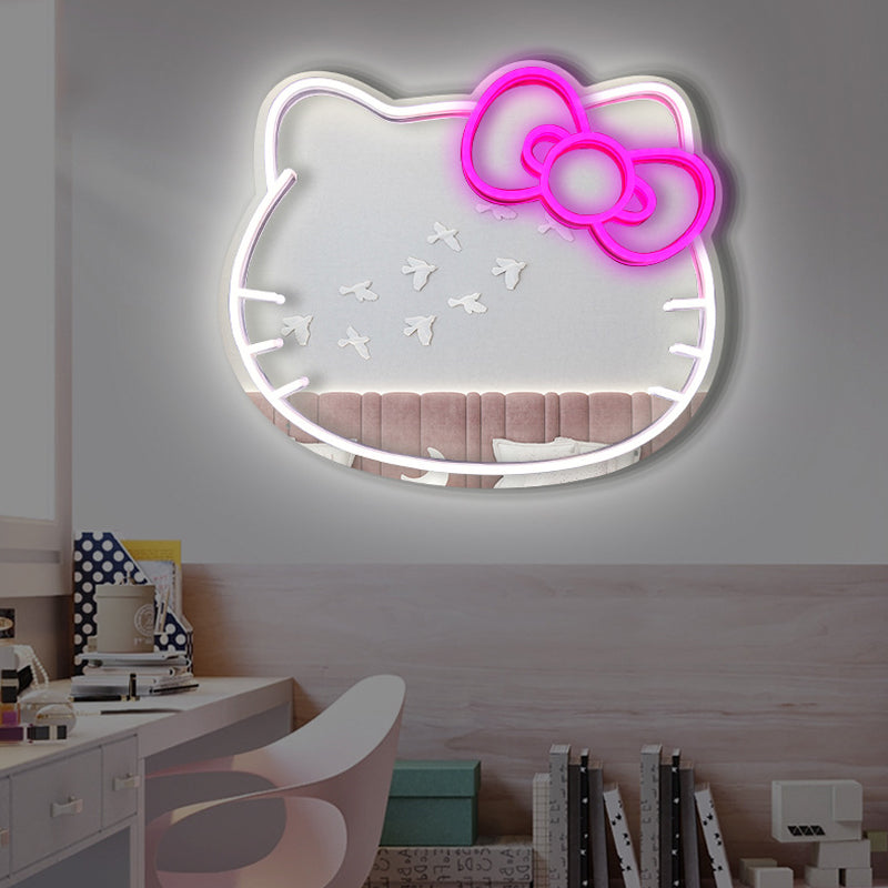 Wholesales Cute LED Neon Sign Mirror - Kitty Neon Mirror Sign For Room Decor