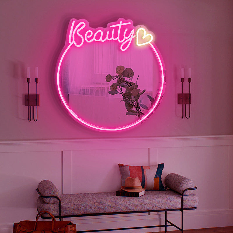Wholesales Cute LED Neon Sign Mirror - Beauty Neon Mirror Sign For Room Decor