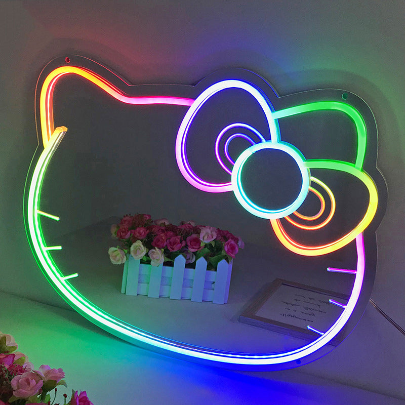 Wholesales Colorful LED Neon Sign Mirror - Kitty Neon Mirror Sign For Room Decor