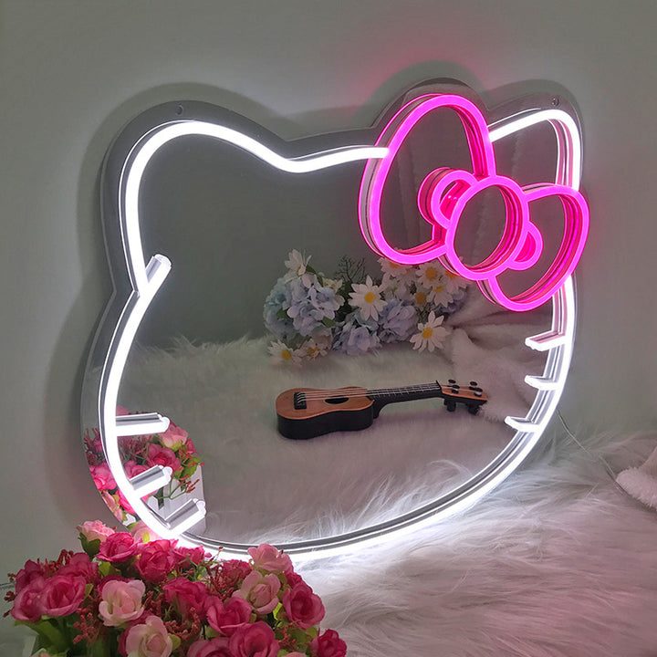 Wholesales Cute LED Neon Sign Mirror - Kitty Neon Mirror Sign For Room Decor