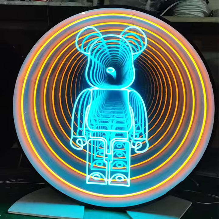 Custom Infinity Mirror Neon Light Box Sign, RGB Multicolor Sign Square Magic Neon Light Box For Business