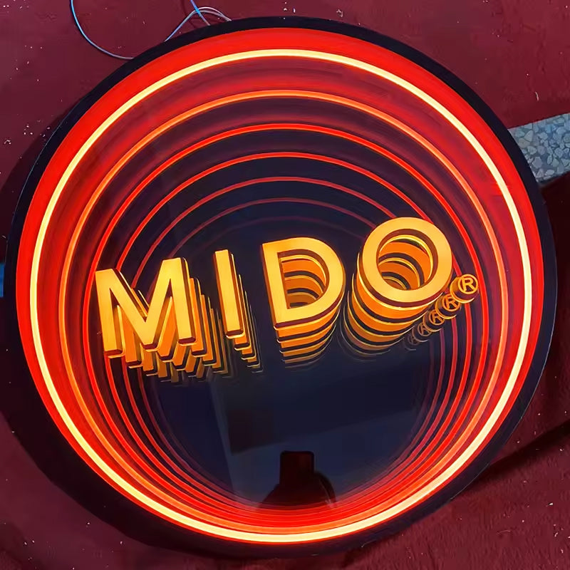 Custom Infinity Mirror Neon Light Box Sign, RGB Multicolor Sign Square Magic Neon Light Box For Business