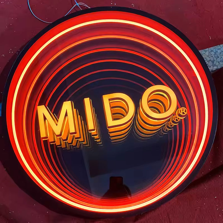 Custom Infinity Mirror Neon Light Box Sign, RGB Multicolor Sign Square Magic Neon Light Box For Business