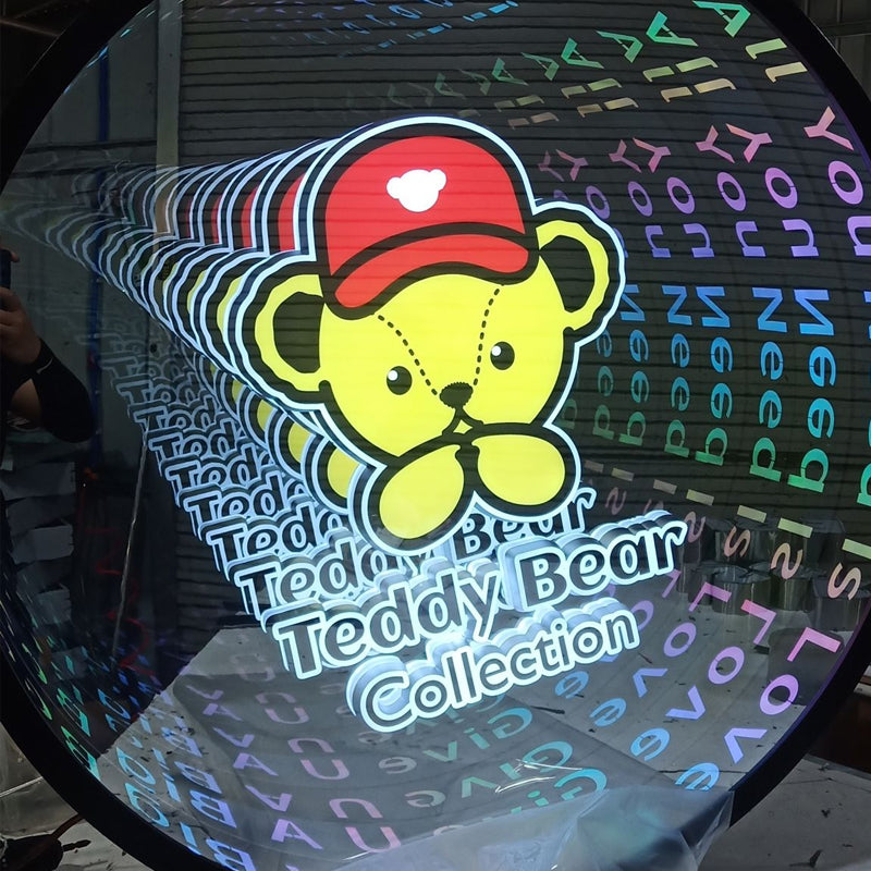 Custom Infinity Mirror Neon Light Box Sign, RGB Multicolor Sign Square Magic Neon Light Box For Business