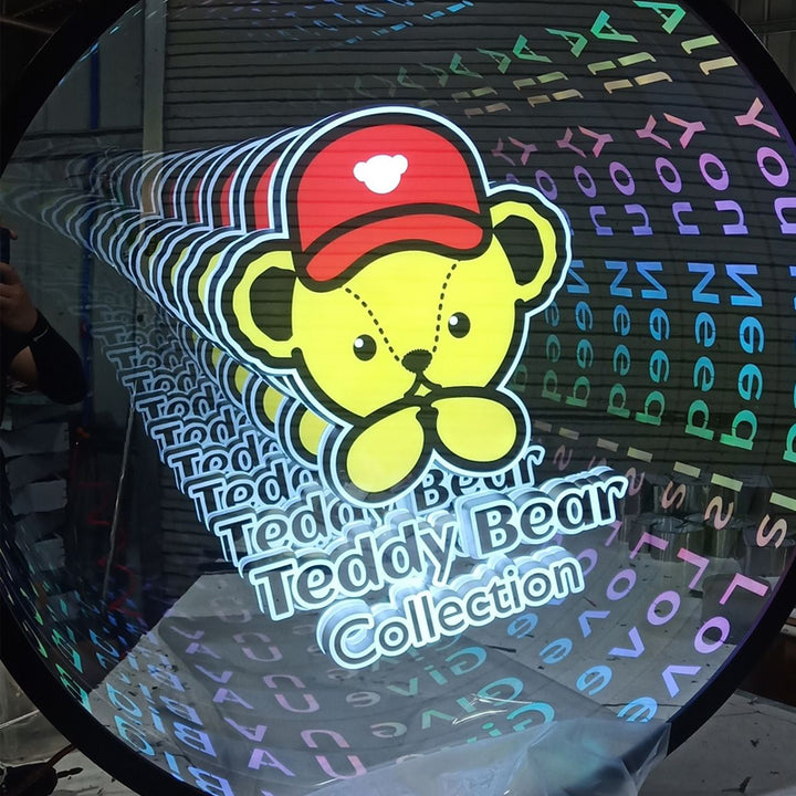 Custom Infinity Mirror Neon Light Box Sign, RGB Multicolor Sign Square Magic Neon Light Box For Business