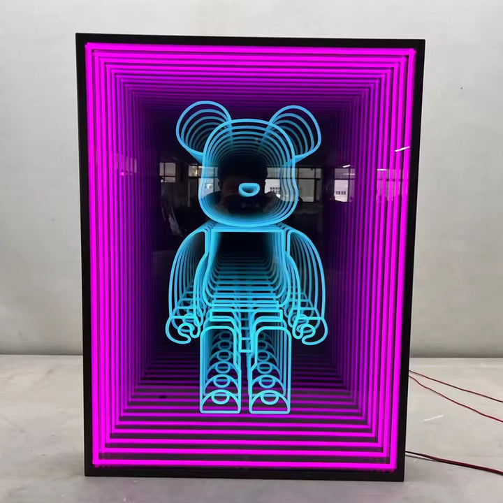 Custom Infinity Mirror Neon Light Box Sign, RGB Multicolor Sign Square Magic Neon Light Box For Business