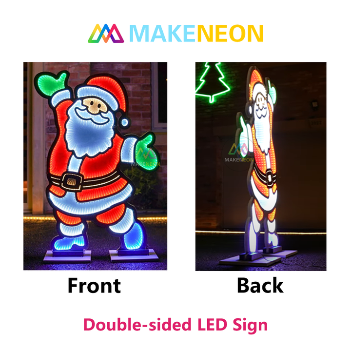 Santa Claus 3D Infinity Mirror Neon Sign - Christmas Decorative Lighting For Home, Shop