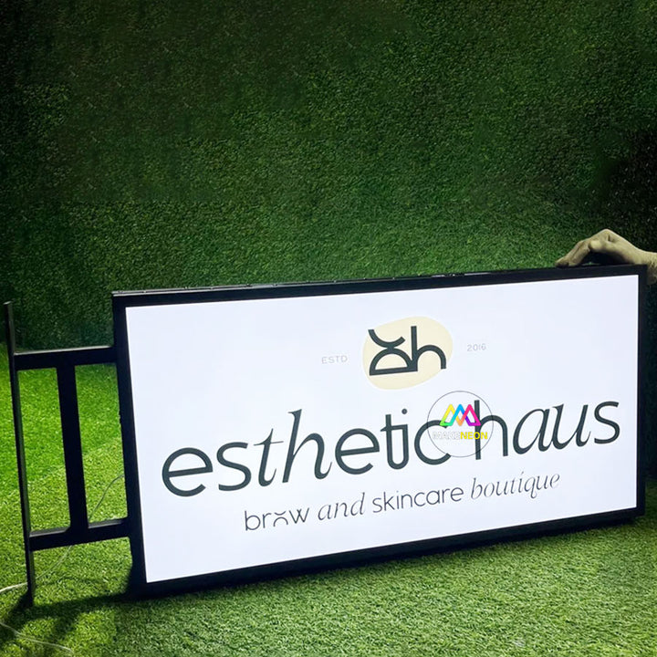 Personalized Front Lit Acrylic Face Light Box - Metal Illuminated Sign with Wall Bracket