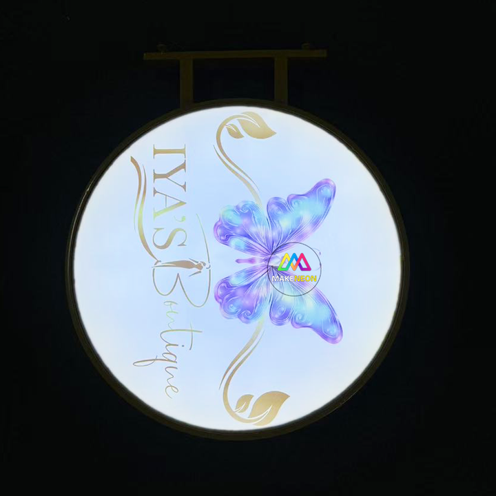 Personalized Front Lit Acrylic Face Light Box - Metal Illuminated Sign with Wall Bracket