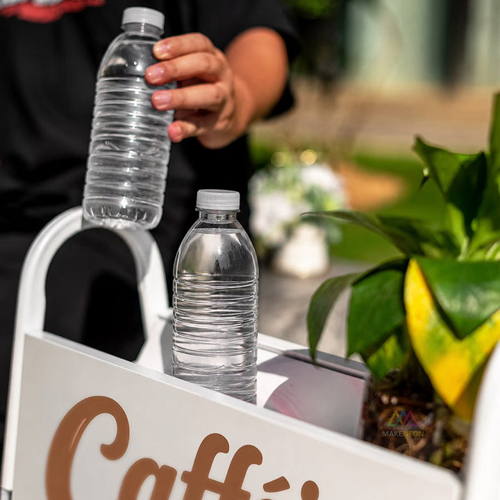 Custom Metal A-Frame Sidewalk Sign with Display Shelf - Movable Double-Sided Storefront Sign for Coffee Shops, Bakeries & Boutiques