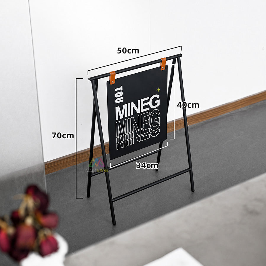 Custom Metal A-Frame Sidewalk Sign with Hanging Panel - Foldable Swinging Sign for Cafes, Stores & Businesses