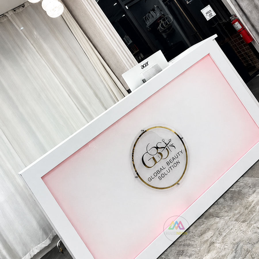 Custom Acrylic Business Sign with Metal Lettering - Floating Logo Sign for Office & Reception Walls