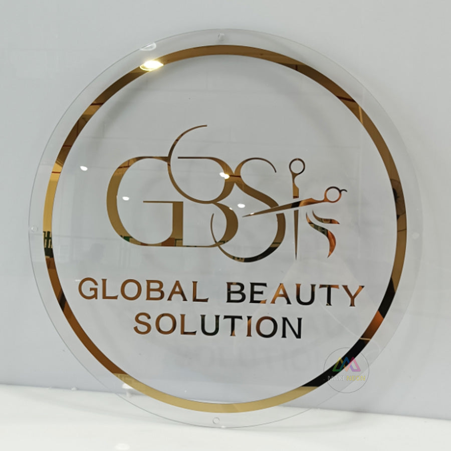 Custom Acrylic Business Sign with Metal Lettering - Floating Logo Sign for Office & Reception Walls