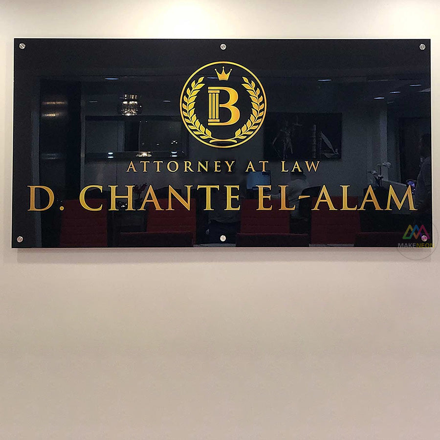 Custom Acrylic Business Sign with Metal Lettering - Floating Logo Sign for Office & Reception Walls