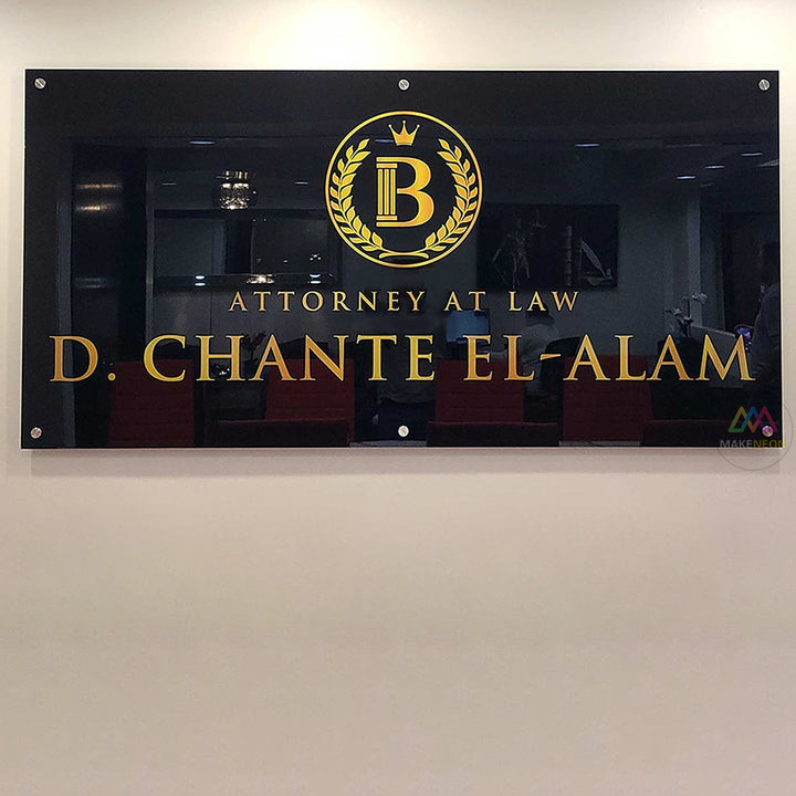 Custom Acrylic Business Sign with Metal Lettering - Floating Logo Sign for Office & Reception Walls