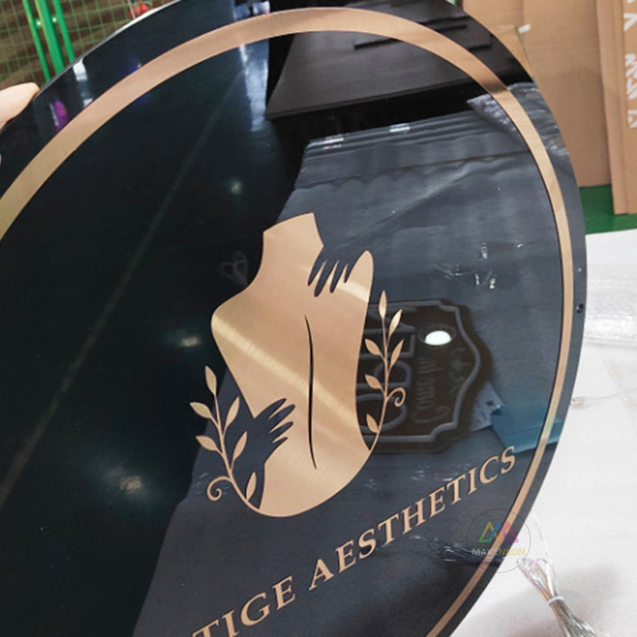 Custom Acrylic Business Sign with Metal Lettering - Floating Logo Sign for Office & Reception Walls