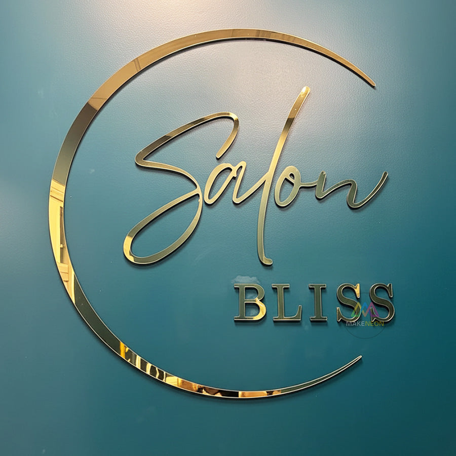 Custom 3D Acrylic Letters with Gold Metal Finish - Laser Cut Business Lobby Sign