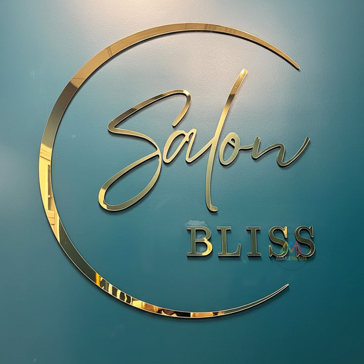 Custom 3D Acrylic Letters with Gold Metal Finish - Laser Cut Business Lobby Sign