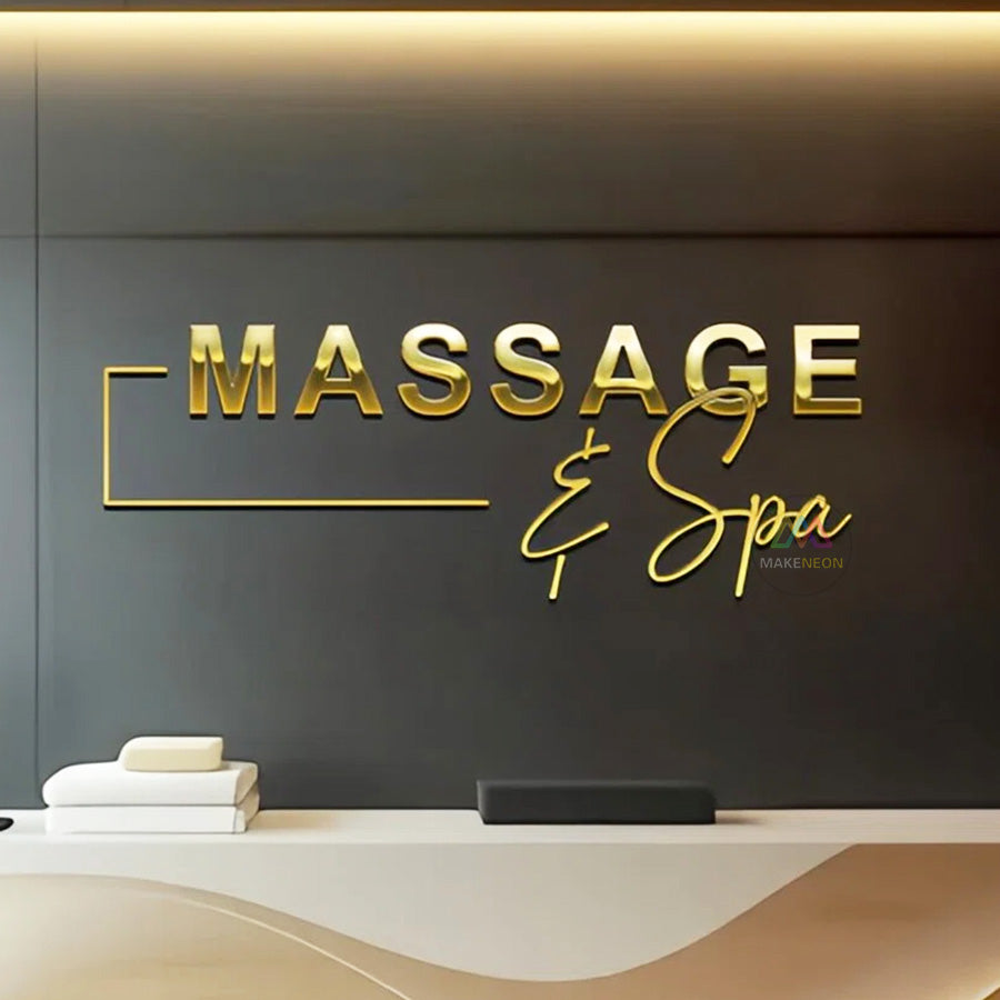 Custom 3D Acrylic Letters with Front Metal Finish, Non-Illuminated Wall Logo Sign for Business Reception