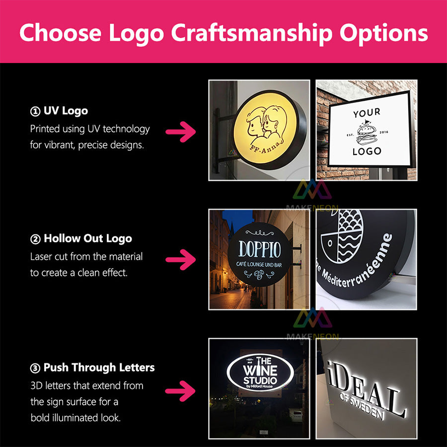 LED Blade Sign Light Box - Custom Metal Storefront Sign with Laser Cut Logo