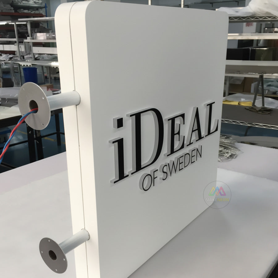 Custom Illuminated Blade Sign - Double-Sided Metal Light Box with Push Through Letters