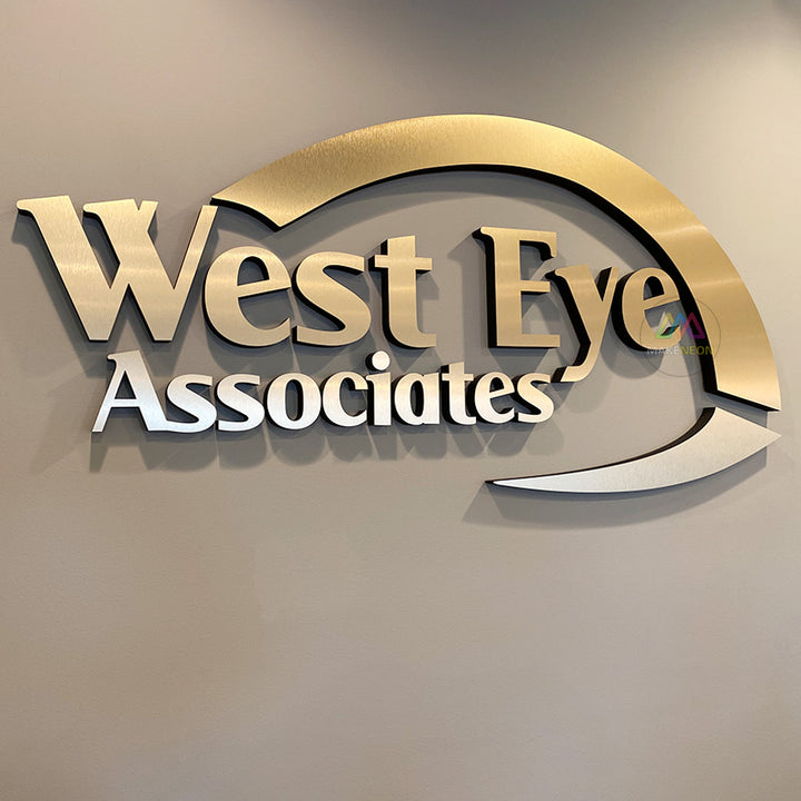 Custom Golden 3D Metal Letter Sign - Stainless Steel Business Logo for Lobbies, Receptions & Offices