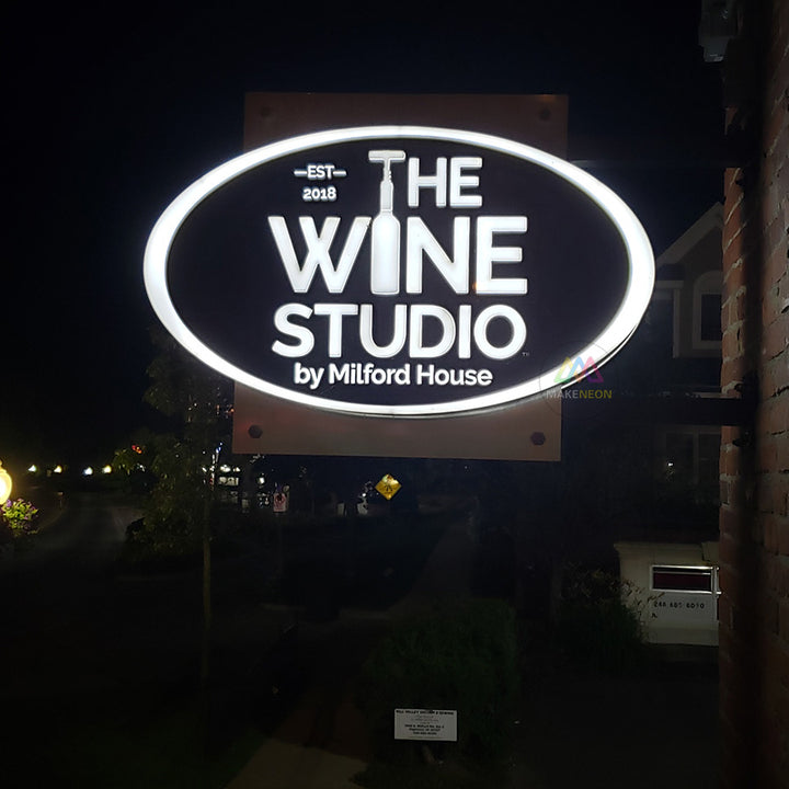 Custom Illuminated Blade Sign - Double-Sided Metal Light Box with Push Through Letters