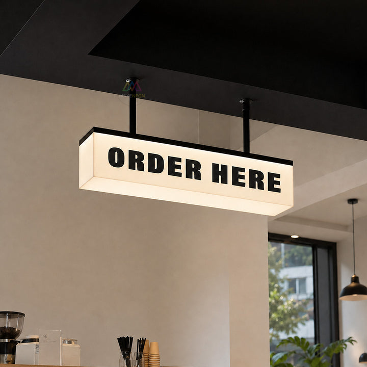 Custom Ceiling-Hung Acrylic Light Box Sign - Suspended Illuminated Sign for Stores, Restaurants & Businesses