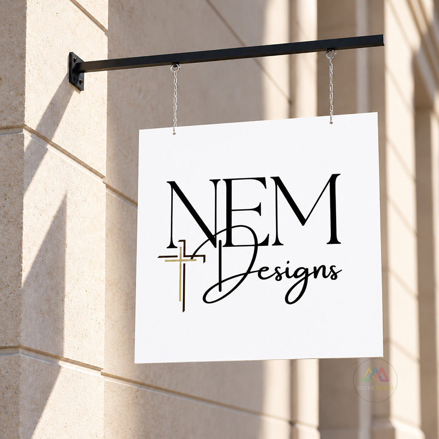 Custom Hanging 2D Blade Sign - Flat Projecting Sign for Studio, Bar, Salon