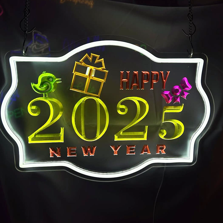 New Year Embossed Neon - Custom Engraved Neon Sign For Home, Bar, Business, Studio