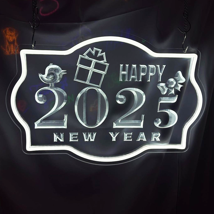 New Year Embossed Neon - Custom Engraved Neon Sign For Home, Bar, Business, Studio