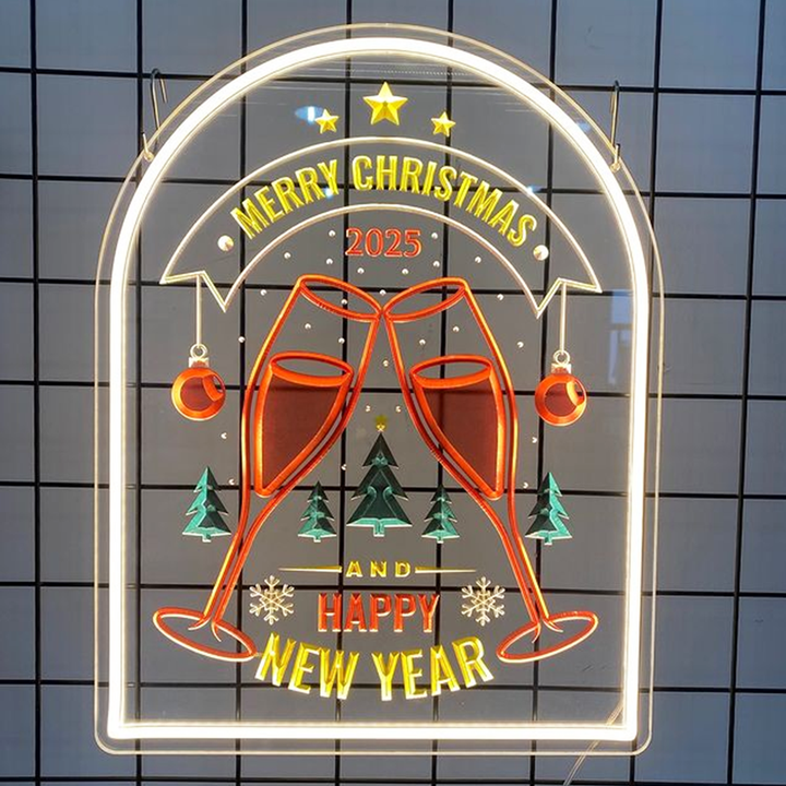Christmas Embossed Neon - Custom Engraved Neon Sign For Family, Bar, Room, Shop