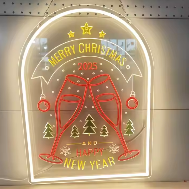Christmas Embossed Neon - Custom Engraved Neon Sign For Family, Bar, Room, Shop