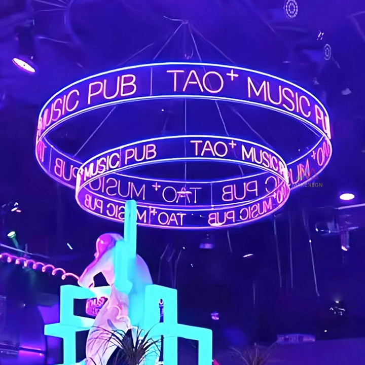 Custom Hanging Arc Neon Sign - Ceiling LED Business Sign for Bars & Events