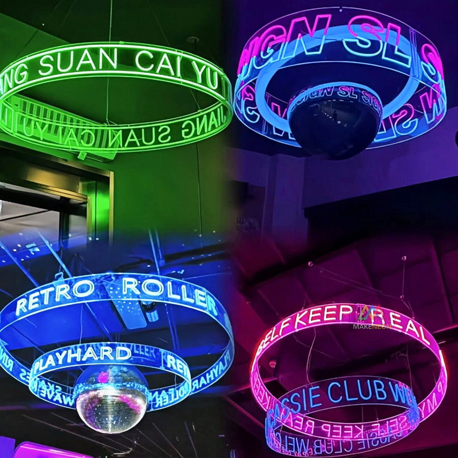 Custom LED Neon Chandelier Sign - Ceiling Hanging Light for Galleries & Exhibits