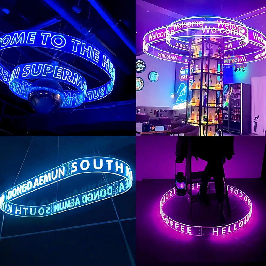Custom LED Neon Chandelier Sign - Ceiling Hanging Light for Galleries & Exhibits