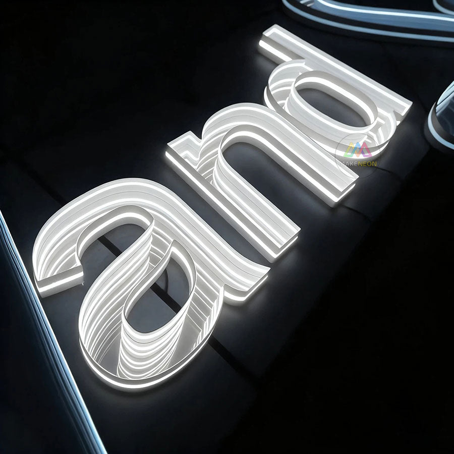 Custom 3D Infinity Mirror Letter Sign - LED Business Sign for Salon, Shop, Gym & Storefront
