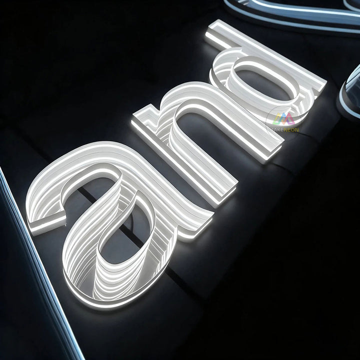 Custom 3D Infinity Mirror Letter Sign - LED Business Sign for Salon, Shop, Gym & Storefront