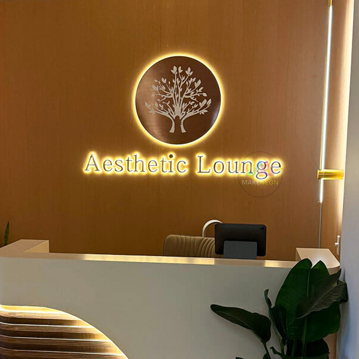 Custom 3D Metal Backlit Sign for Aesthetic Lounges & Spas
