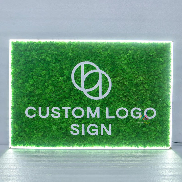 Green Moss Logo Sign with 3D Letters, Custom Business Reception Sign
