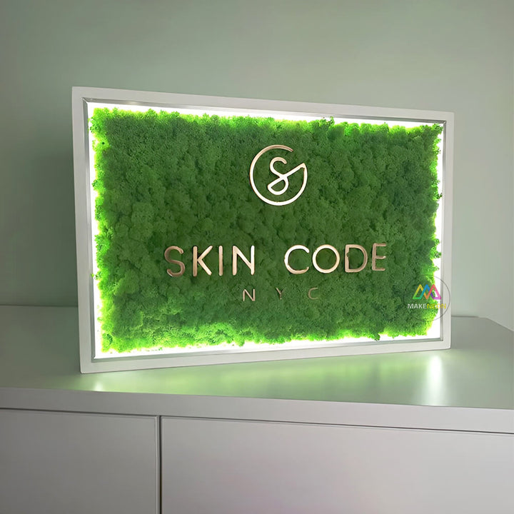 Green Moss Logo Sign with 3D Letters, Custom Business Reception Sign