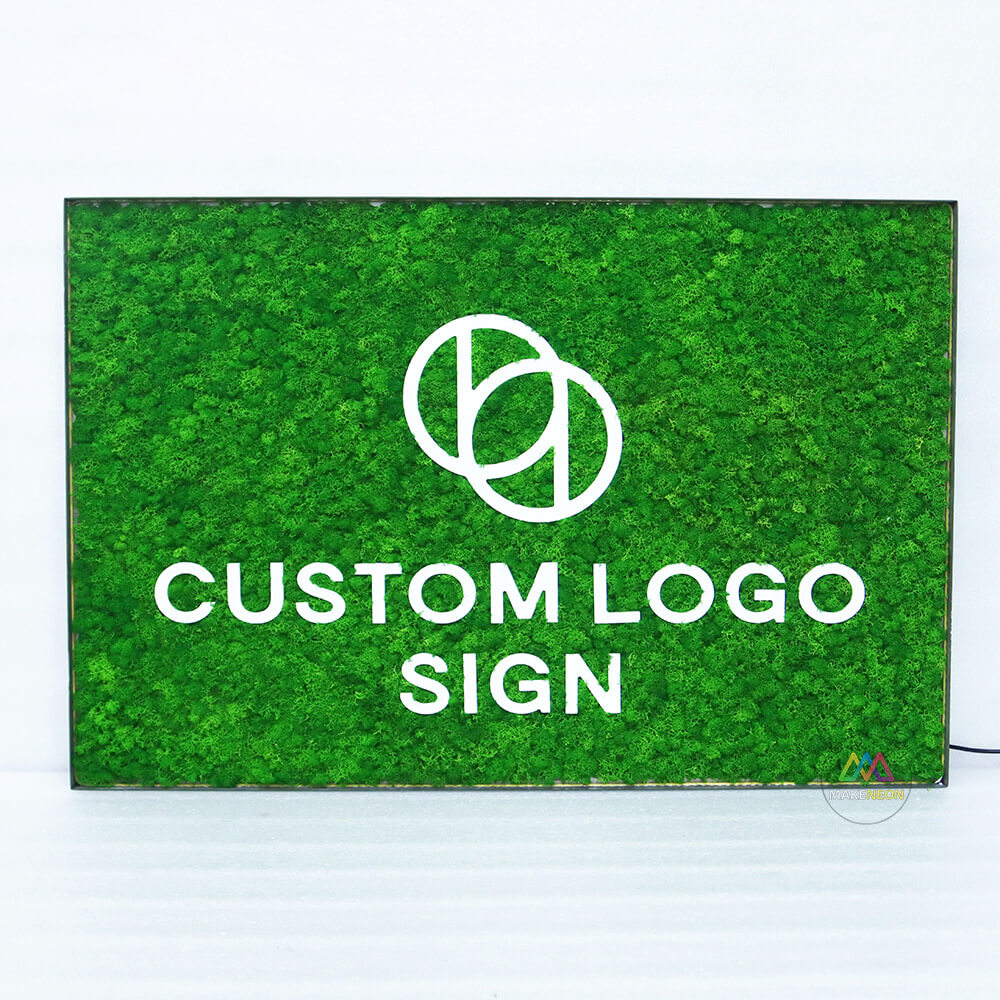 Green Moss Logo Sign with 3D Letters, Custom Business Reception Sign