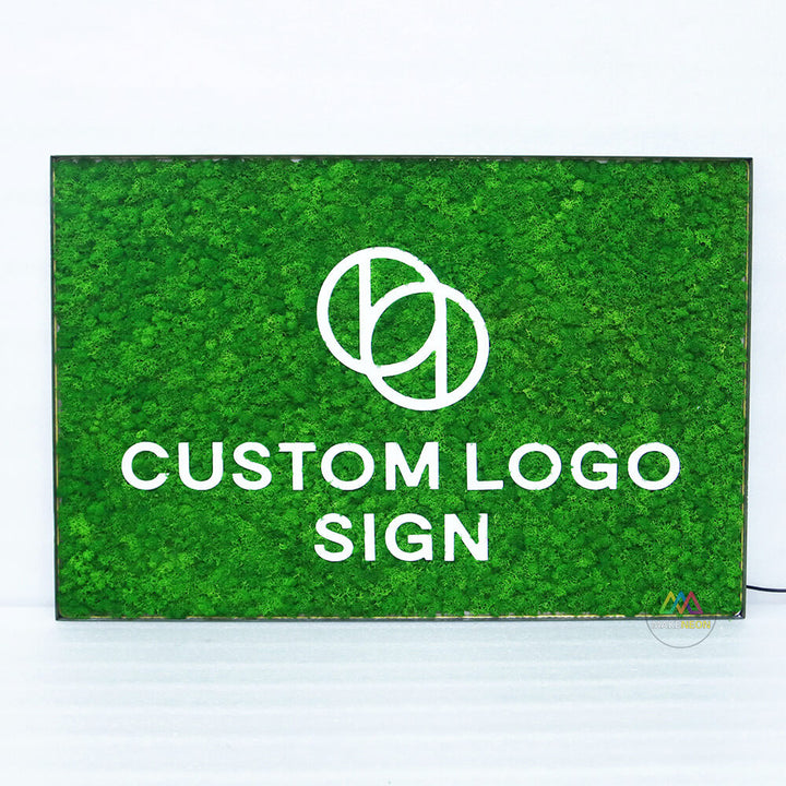 Green Moss Logo Sign with 3D Letters, Custom Business Reception Sign